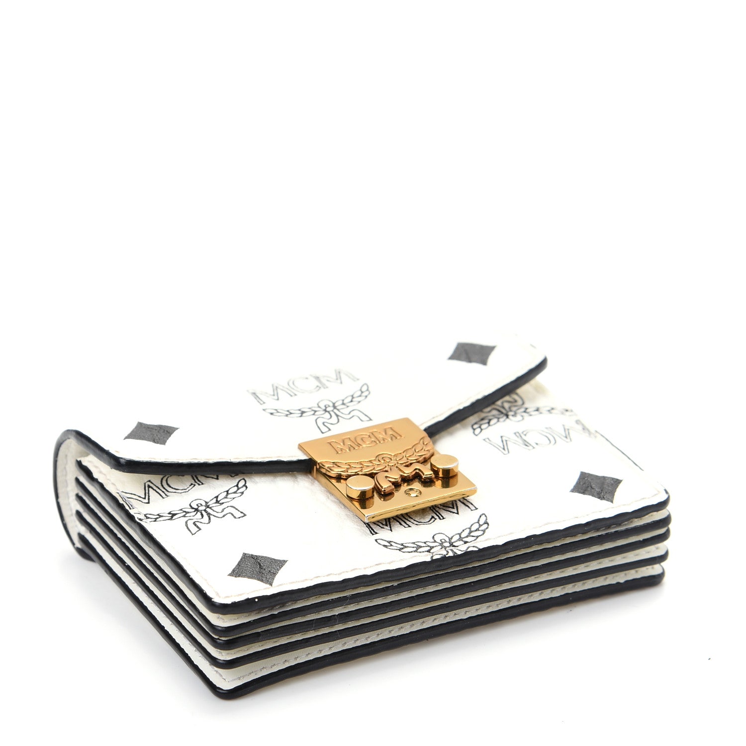 MCM Visetos Mini Accordion Card Wallet White 4 of 9