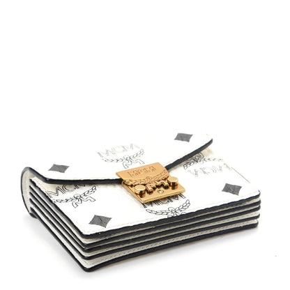MCM Visetos Mini Accordion Card Wallet White 4 of 9