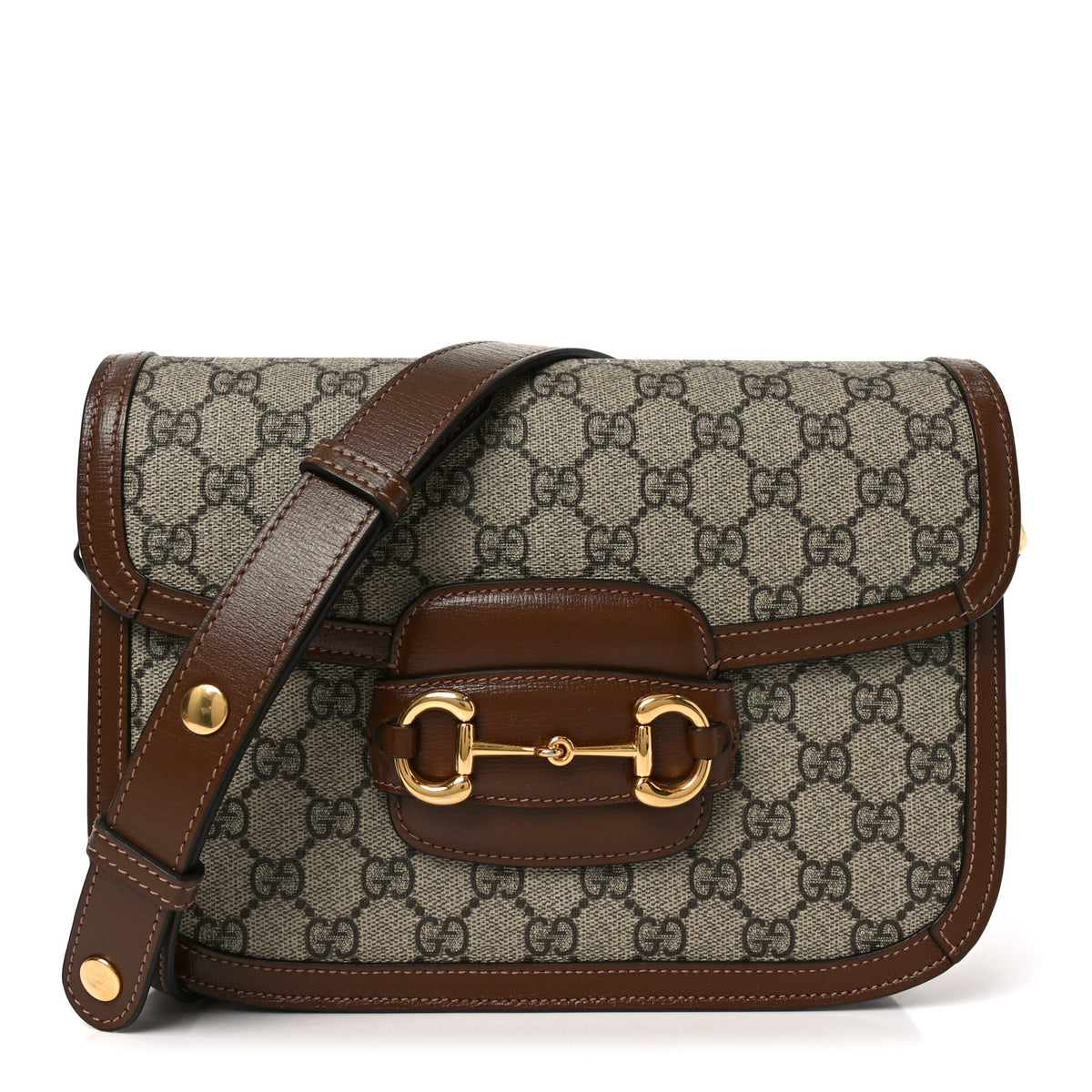 Gucci GG Supreme Monogram Horsebit 1955 Shoulder Bag Beige Brown Sugar 1 of 13