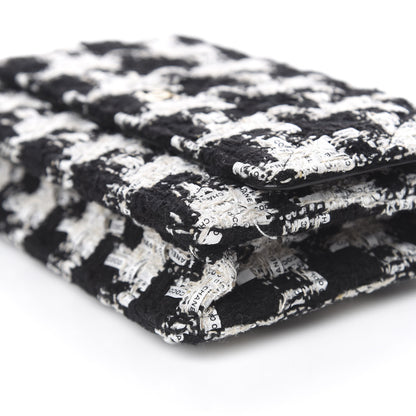 Chanel Tweed Quilted Wallet On Chain WOC Black Ecru White 9 of 11
