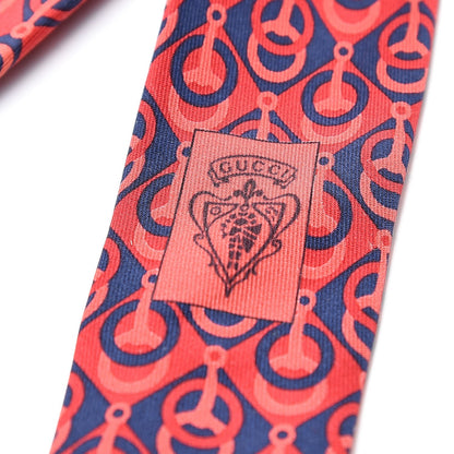 Gucci Silk Horsebit Printed Mens Neck Tie Red 4 of 4