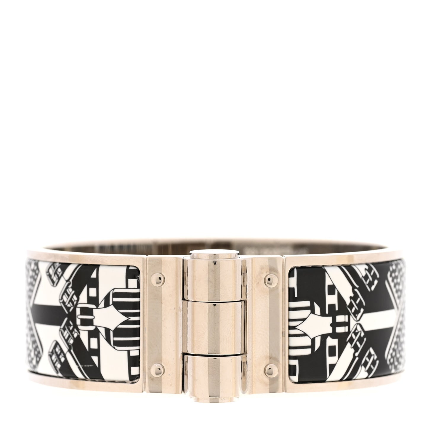 Enamel Printed Wide Charniere Sangles En ZigZag Hinged Bracelet S Positif Negatif