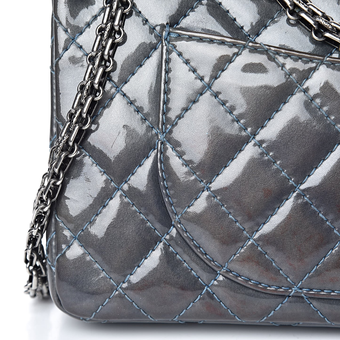 Patent Quilted 2.55 Reissue 225 Flap Blue