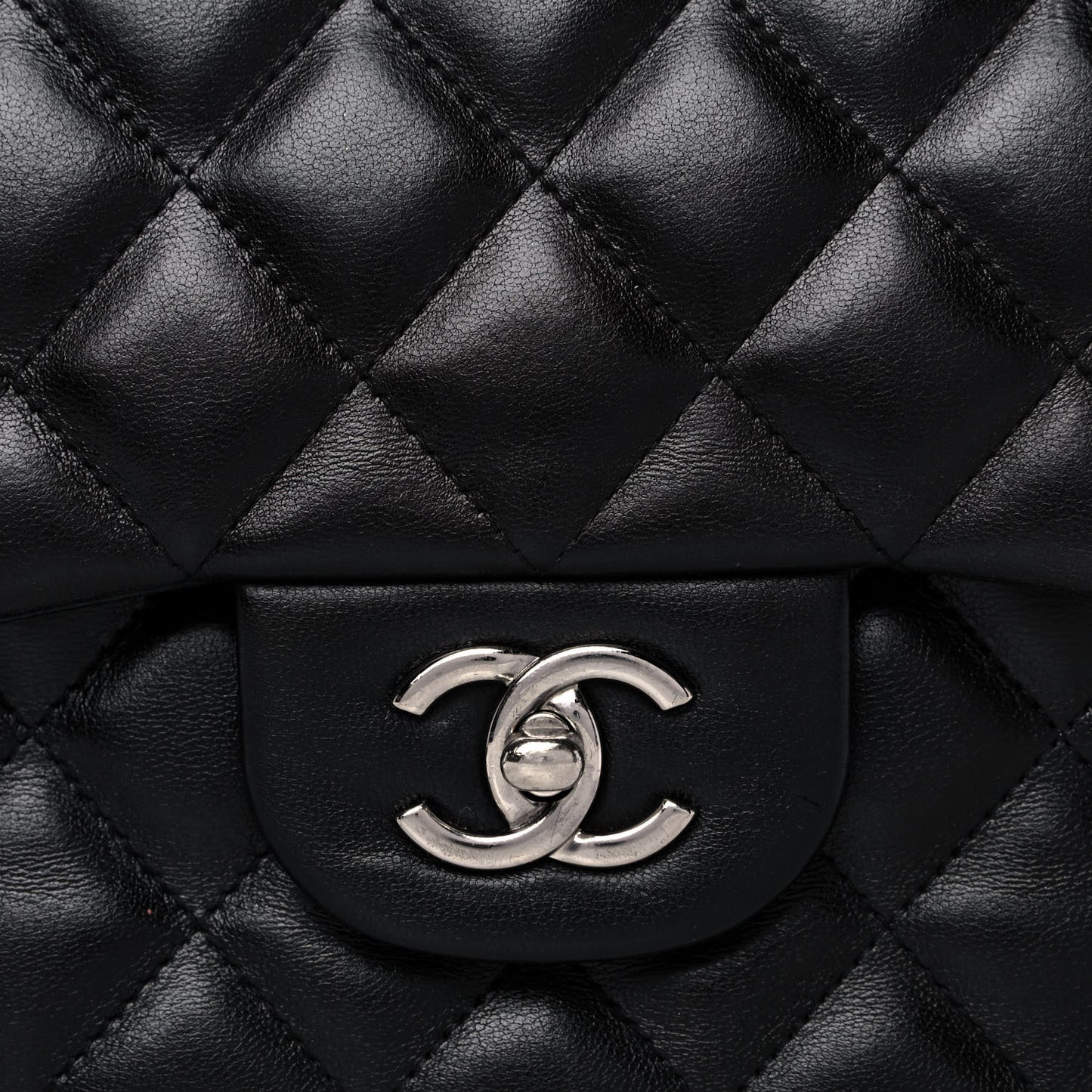 Lambskin Quilted Jumbo Double Flap Black