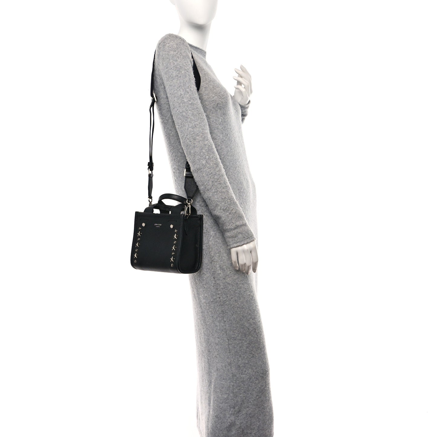Soft Grainy Calfskin Star Studded Mini Pegasi Tote Black