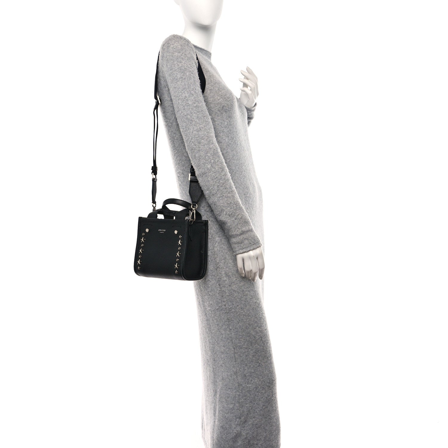 Jimmy Choo Soft Grainy Calfskin Star Studded Mini Pegasi Tote Black 2 of 9