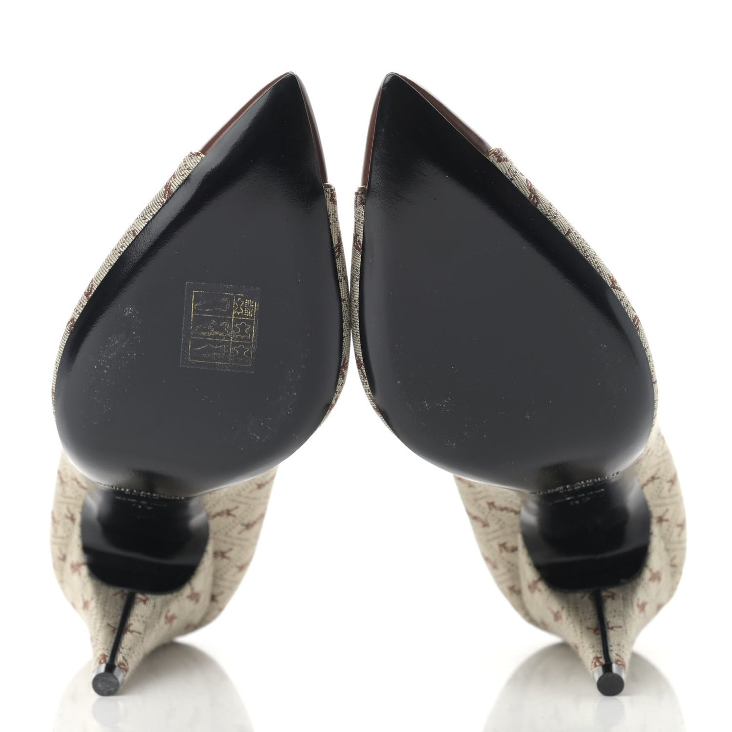Silk Blend Monogram Lola Cap Toe Pumps 37 Beige