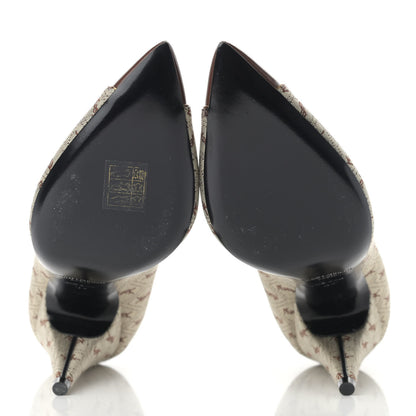 Saint Laurent Silk Blend Monogram Lola Cap Toe Pumps 37 Beige 5 of 11