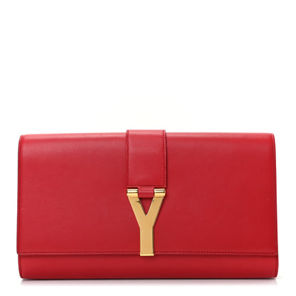 Saint Laurent Calfskin Classic Y Ligne Clutch Red 1 of 9