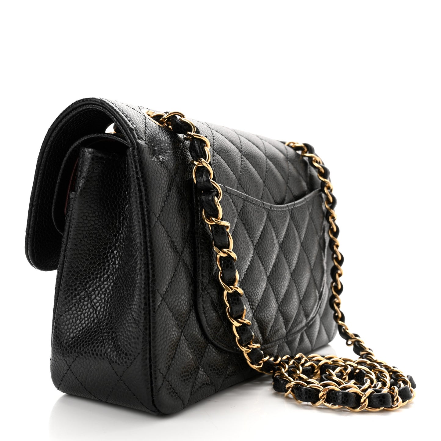 Caviar Quilted Small Double Flap Black