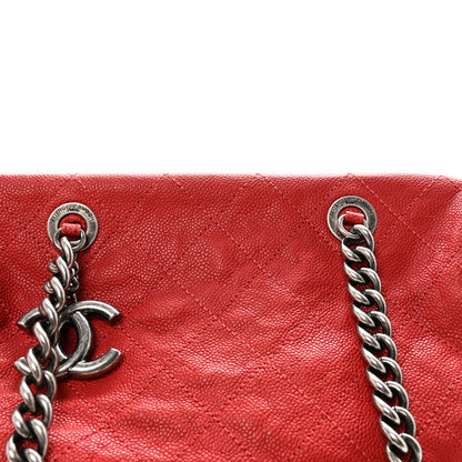 Chanel Caviar Quilted Frame CC Shopping Tote Red 8 of 10
