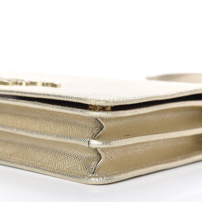 Prada Metallic Saffiano Lux Chain Wallet Pirite 6 of 10
