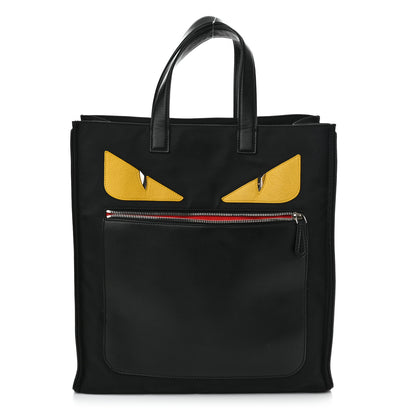 Fendi Nylon Vitello Liberty Dolce Monster Eyes Tote Black Sunflower 1 of 13