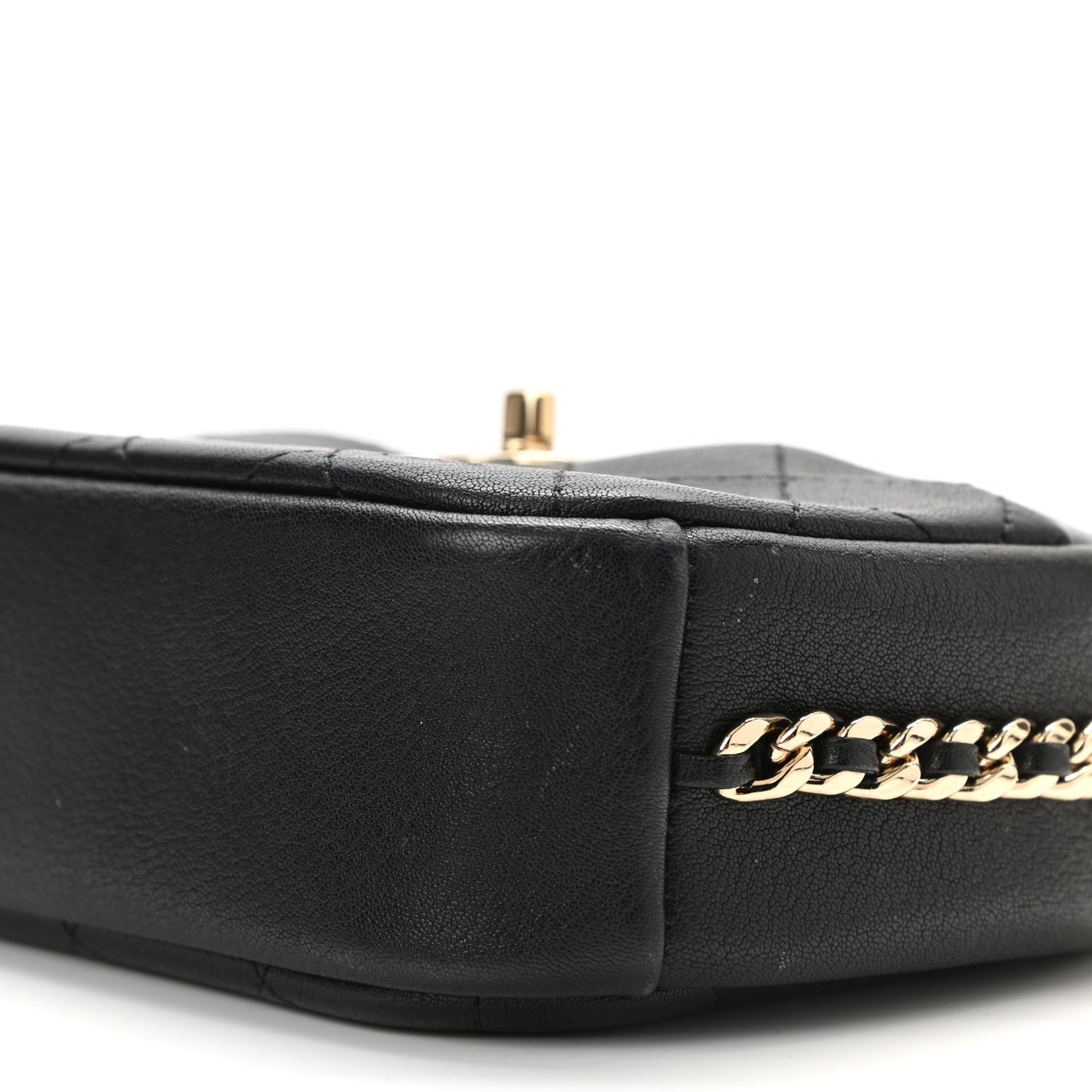 Goatskin Quilted Small Casual Trip Camera Case Black