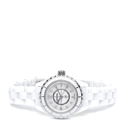 Chanel Stainless Steel Ceramic Diamond Mother of Pearl 29mm J12 Quartz Watch White 2 of 4