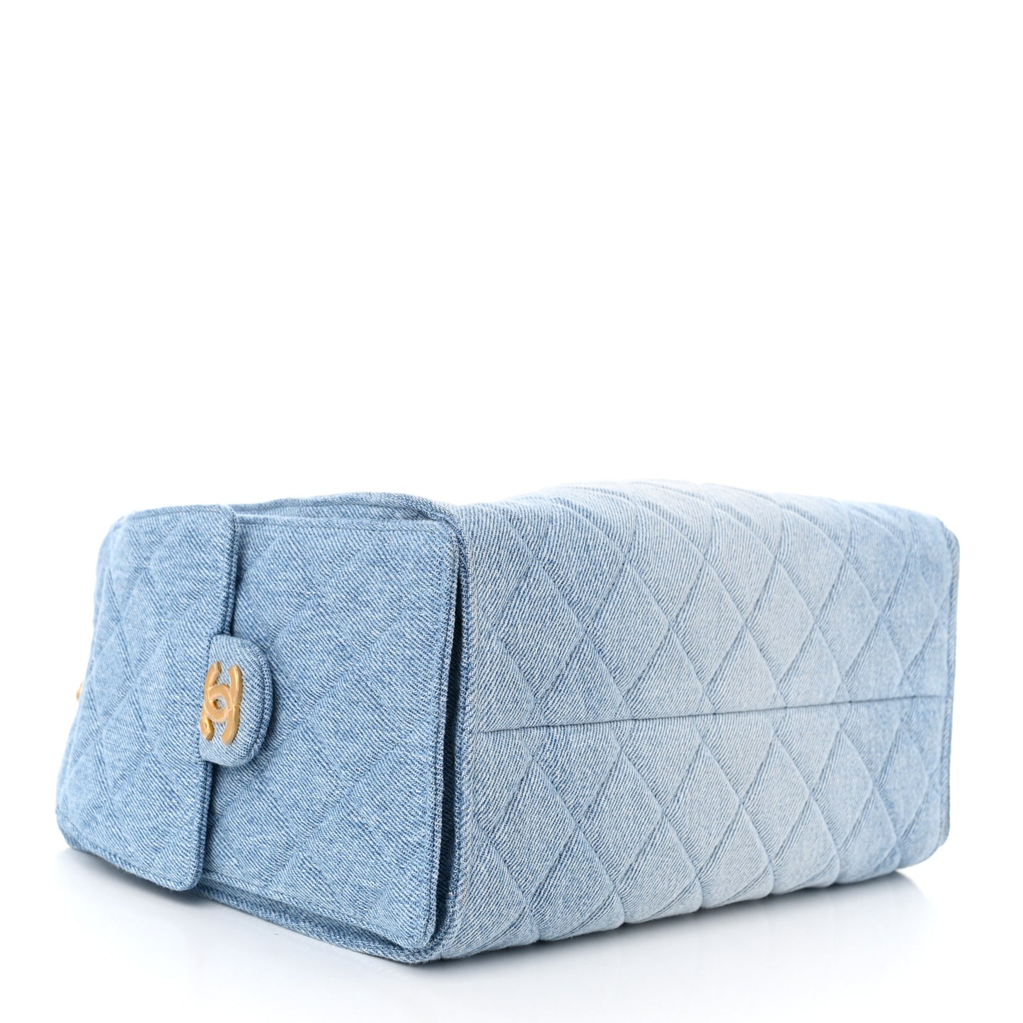 Washed Denim Quilted Small Chanel 25 Handbag Blue