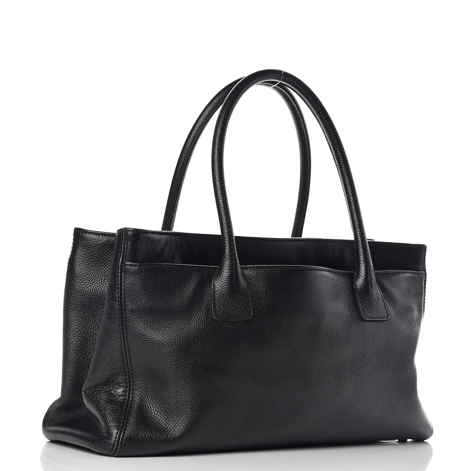 Chanel Calfskin Mademoiselle Lock Cerf Shopper Tote Black 3 of 9