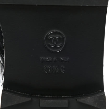 Chanel Crackled Calfskin Velvet Pearl Combat Short Boots 39.5 Black 6 of 10