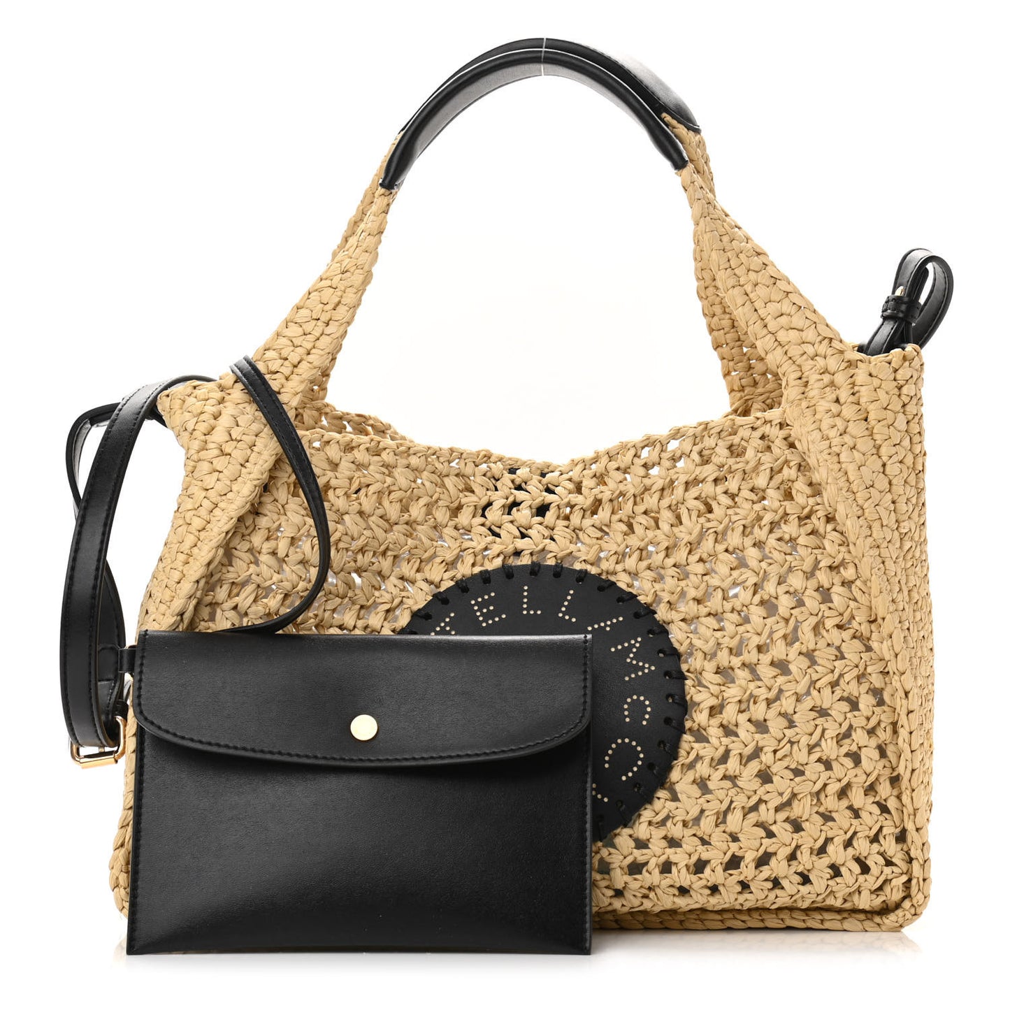 Braided Raffia Eco Alter Napa Perforated Logo Crossbody Bag Natural