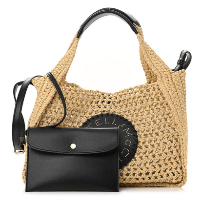 Stella McCartney Braided Raffia Eco Alter Napa Perforated Logo Crossbody Bag Natural 1 of 11