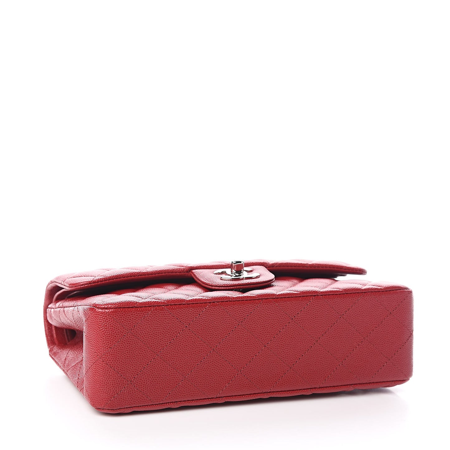 Caviar Quilted Small Double Flap Red
