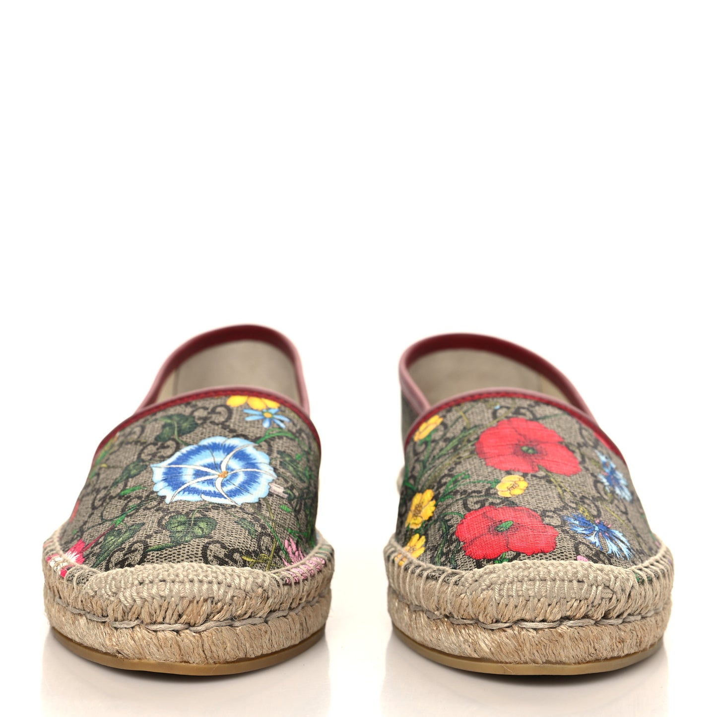 GG Supreme Monogram Tian Womens Espadrilles 37 Beige Multicolor Red