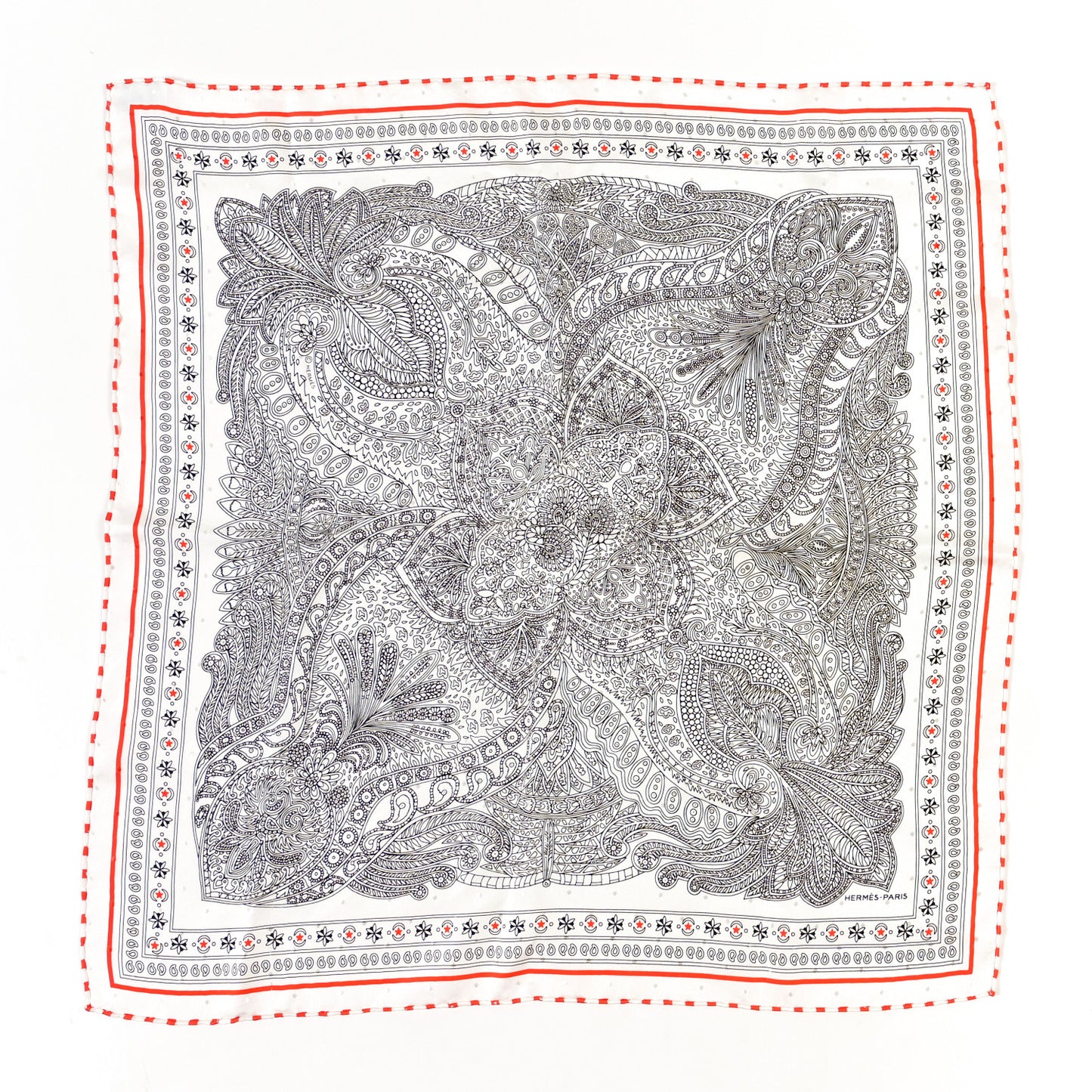 Silk Le Jardin De La Maharani Bandana Scarf 55 Black White