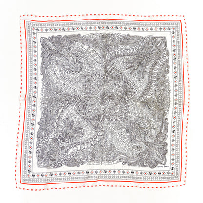Hermes Silk Le Jardin De La Maharani Bandana Scarf 55 Black White 1 of 3