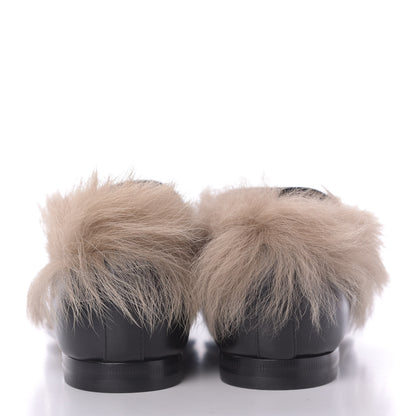 Gucci Malaga Kid Fur Womens Jordaan Loafers 36.5 Black Natural 10 of 11