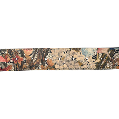 Gucci GG Supreme Monogram Water Flora Double G 40mm Belt 90 36 Beige Blue Multicolor 3 of 5