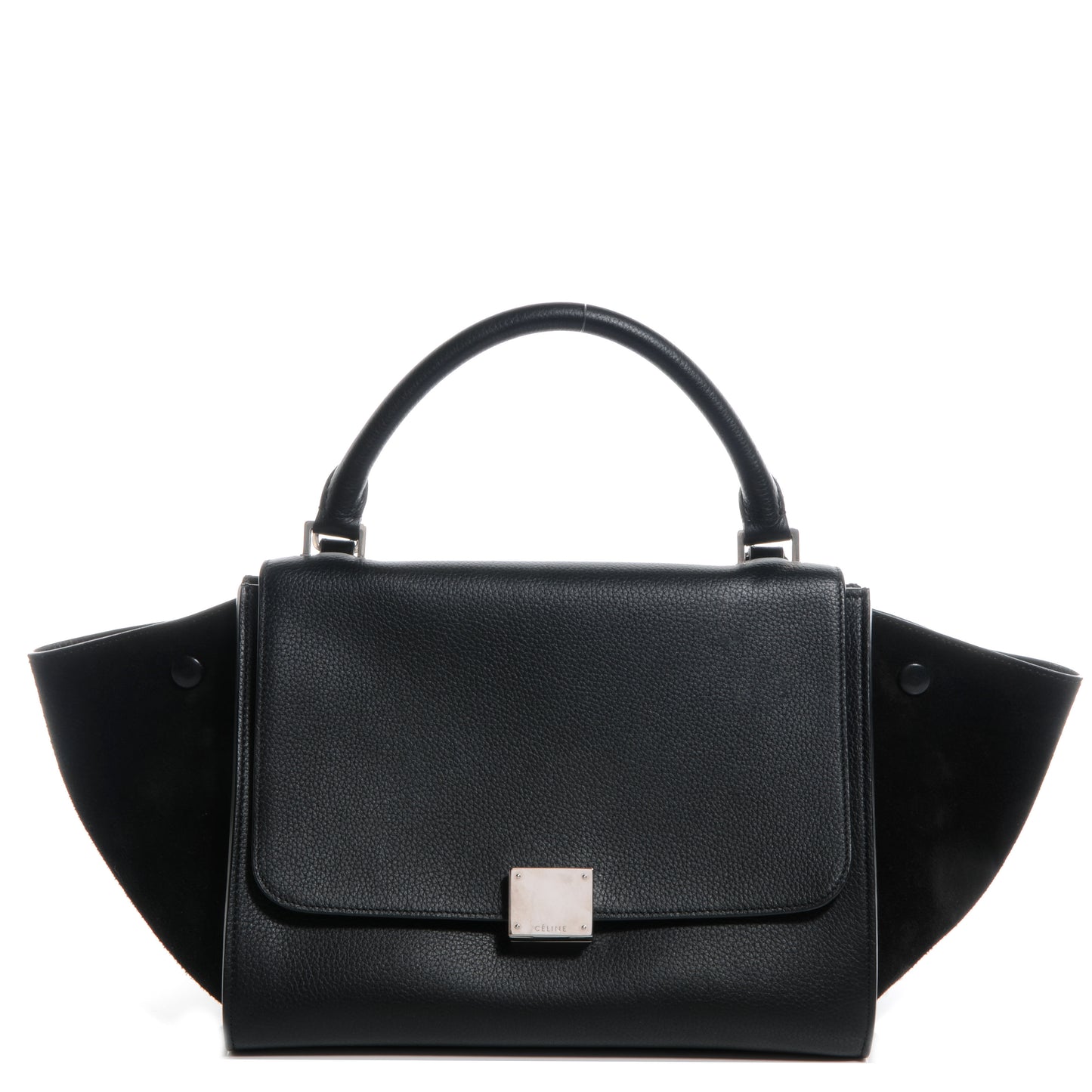 Drummed Leather and Suede Small Trapeze Black