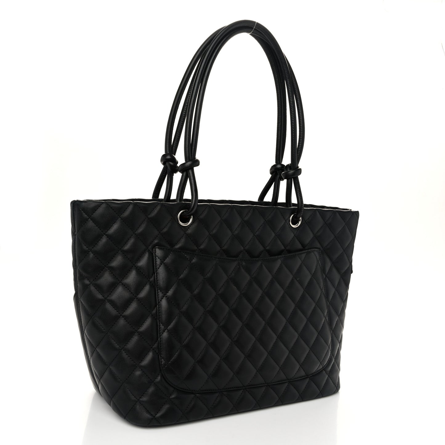 Calfskin Quilted Large Cambon Tote Black