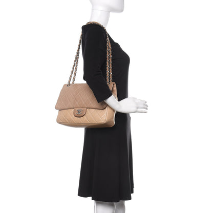 Chanel Iridescent Glazed Calfskin Quilted Casual Journey Flap Beige 2 of 17