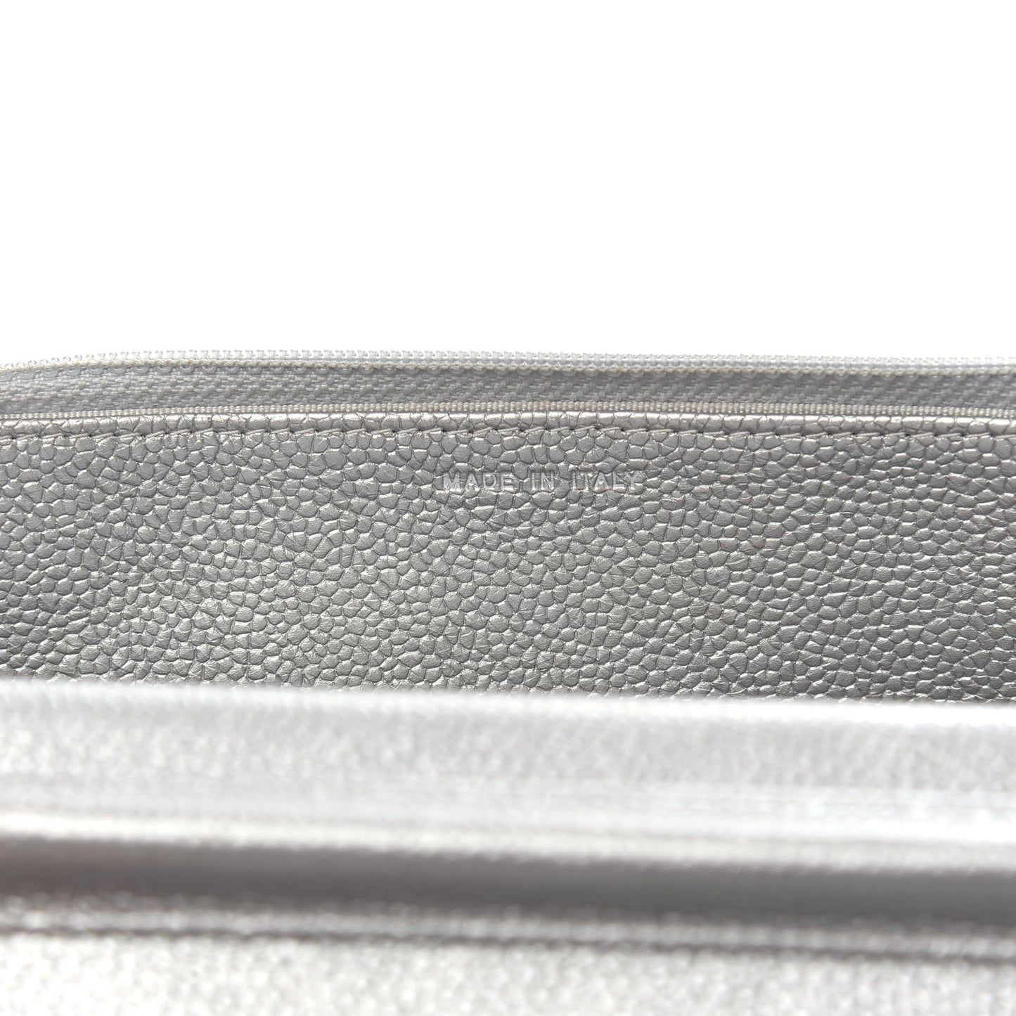 Metallic Caviar Quilted Wallet on Chain WOC Silver