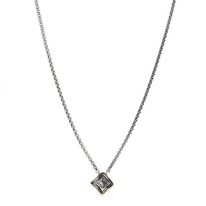 David Yurman Sterling Silver 18K Yellow Gold Quatrefoil Pendant Necklace 1 of 6