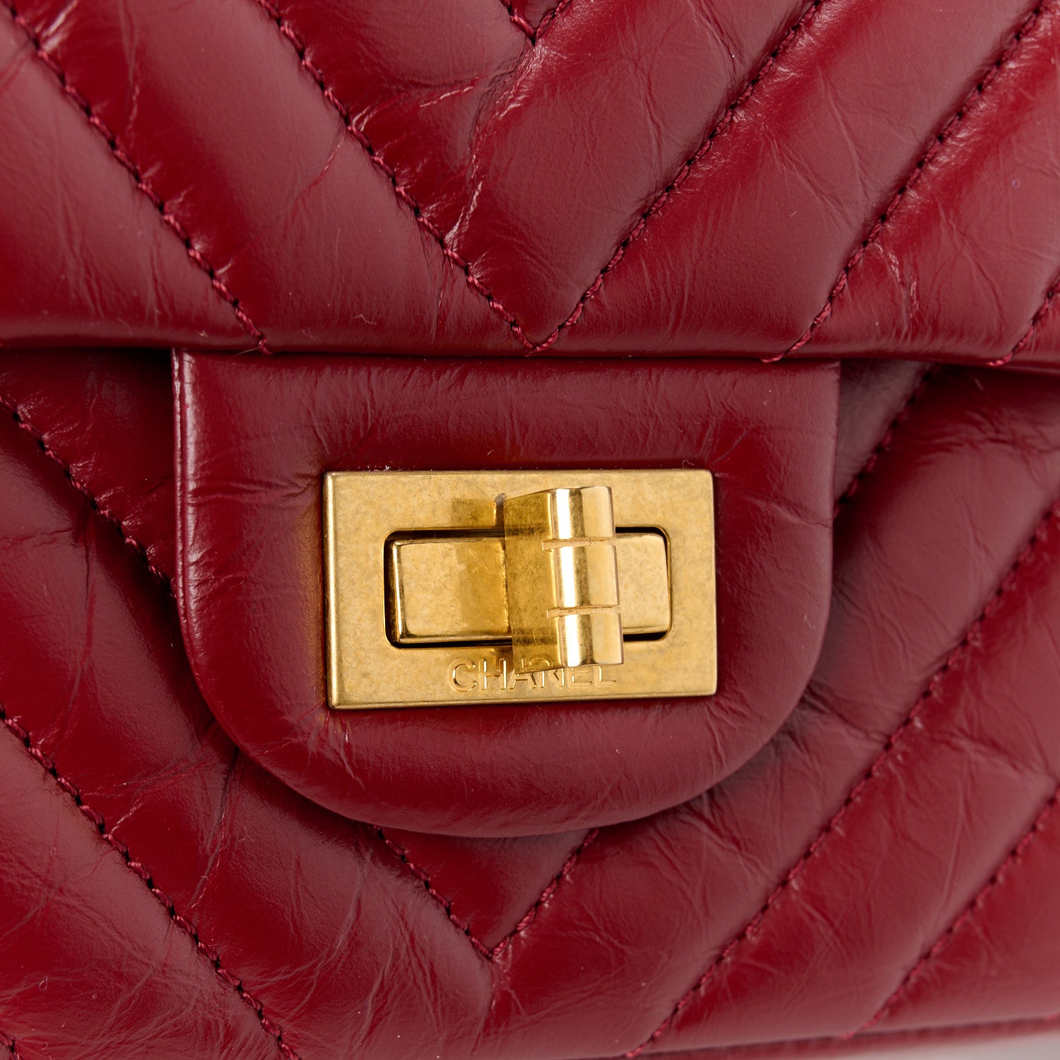 Chanel Aged Calfskin Chevron Quilted 2.55 Reissue 226 Flap Red 8 of 12