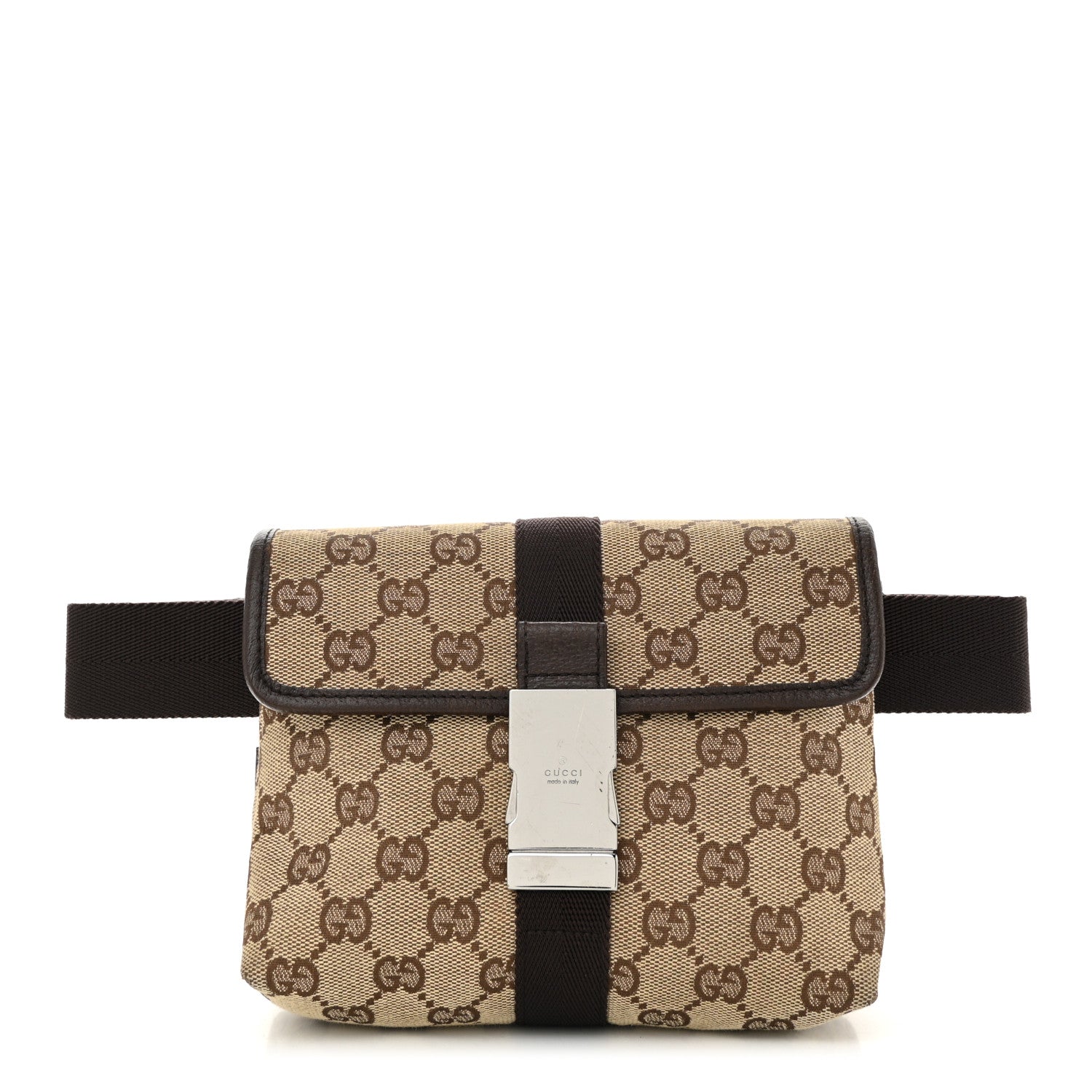 Gucci Monogram Waist Pouch Bag Dark Brown 1 of 11