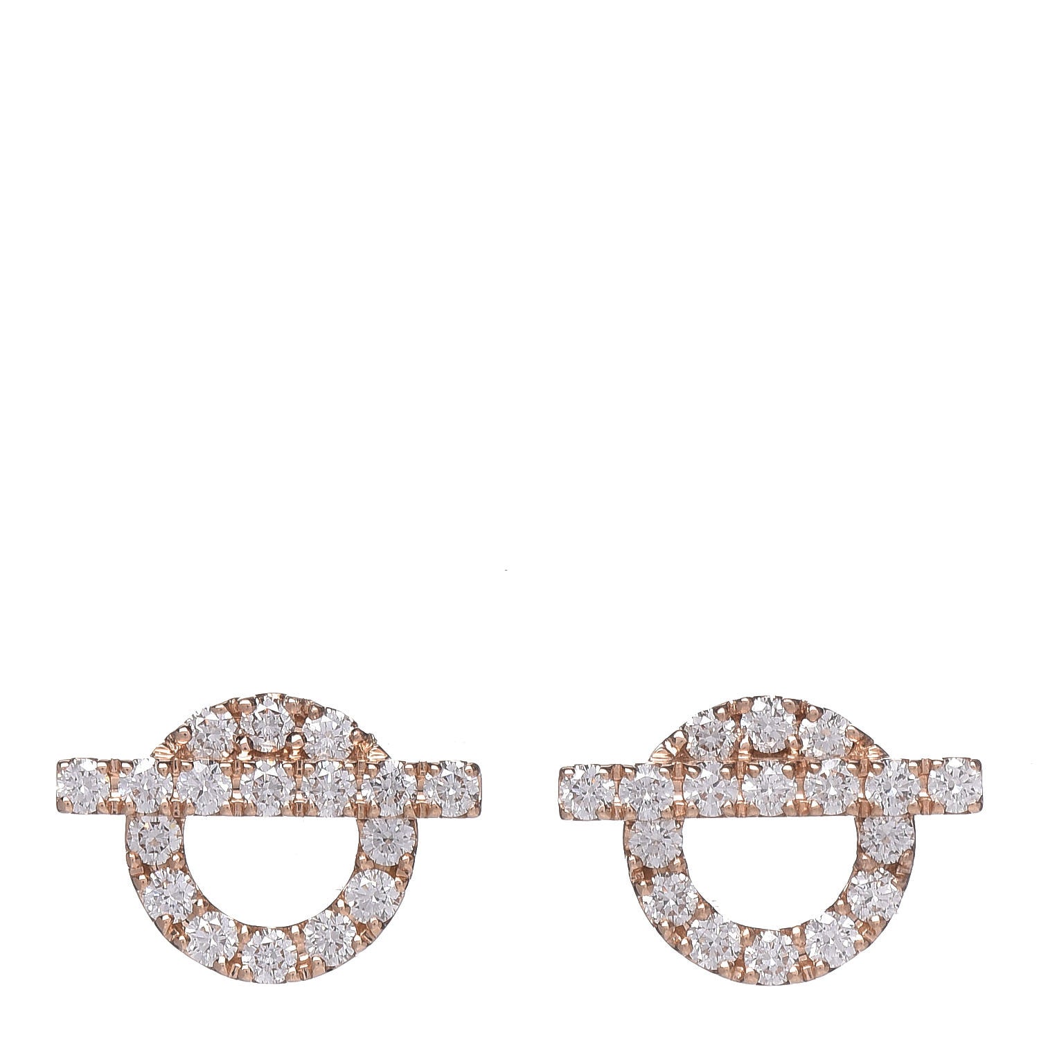 Hermes 18K Rose Gold Diamond Finesse Earrings 1 of 4