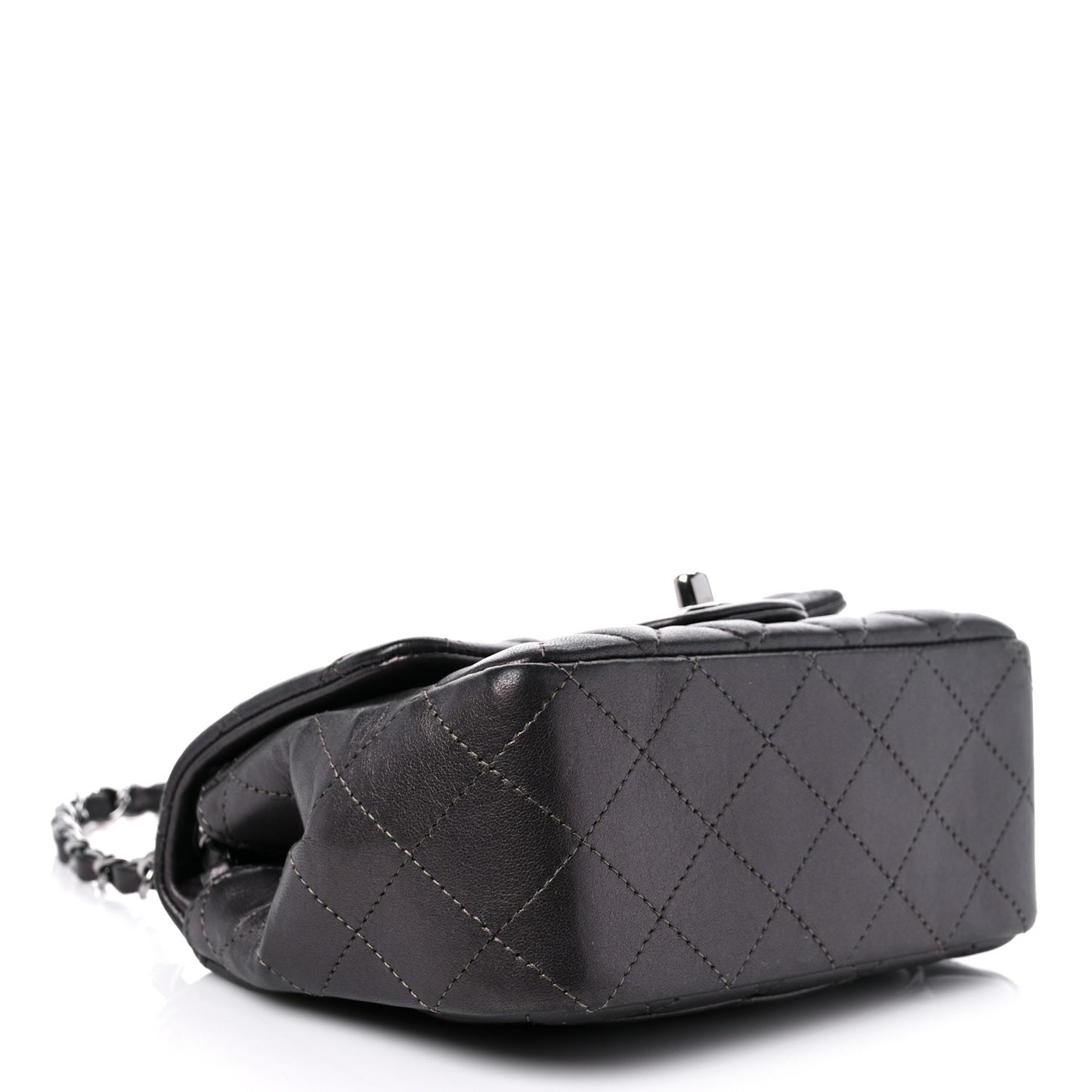 Metallic Lambskin Quilted Mini Square Flap Brown