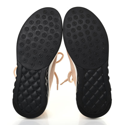 Chanel Lycra Fabric CC Sneakers 37 Beige 5 of 7