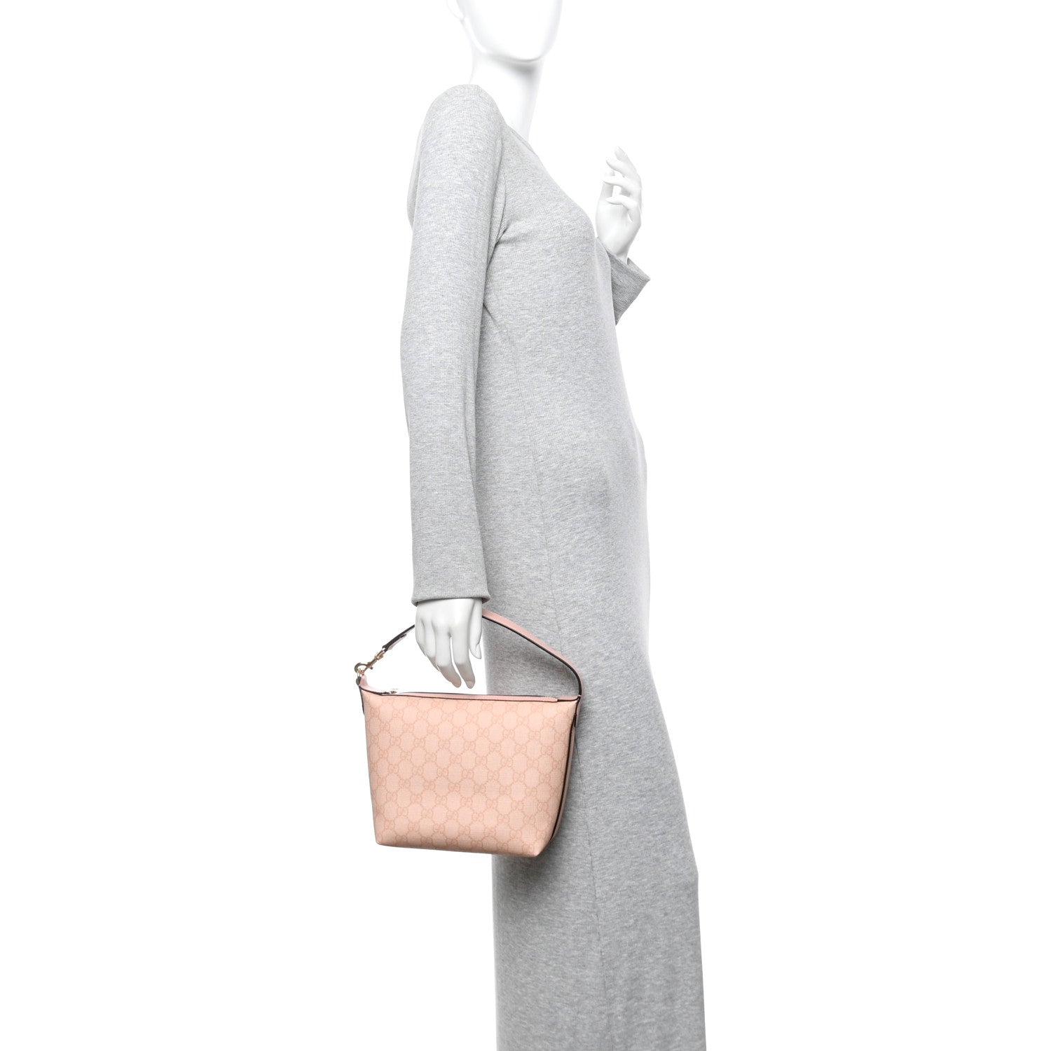 Gucci GG Supreme Monogram Textured Calfskin Web Super Mini Ophidia Shoulder Bag Pink 2 of 10