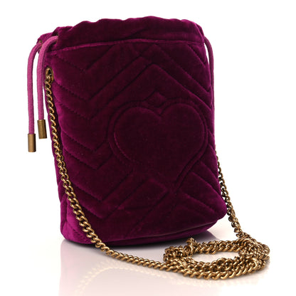 Gucci Velvet Matelasse Mini GG Marmont 2.0 Bucket Bag Fuchsia Violet Cyclamen 3 of 10