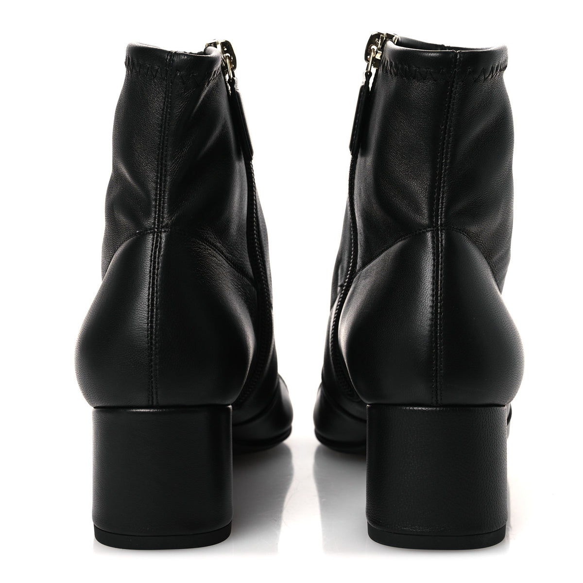 Stretch Lambskin Cap Toe CC Uniform Short Boots 36 Black