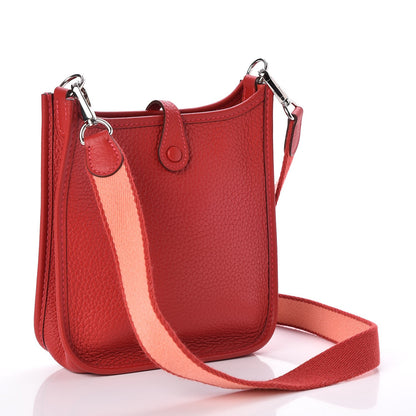 Hermes Taurillon Clemence Amazone Evelyne TPM Rouge Casaque Crevette 3 of 7