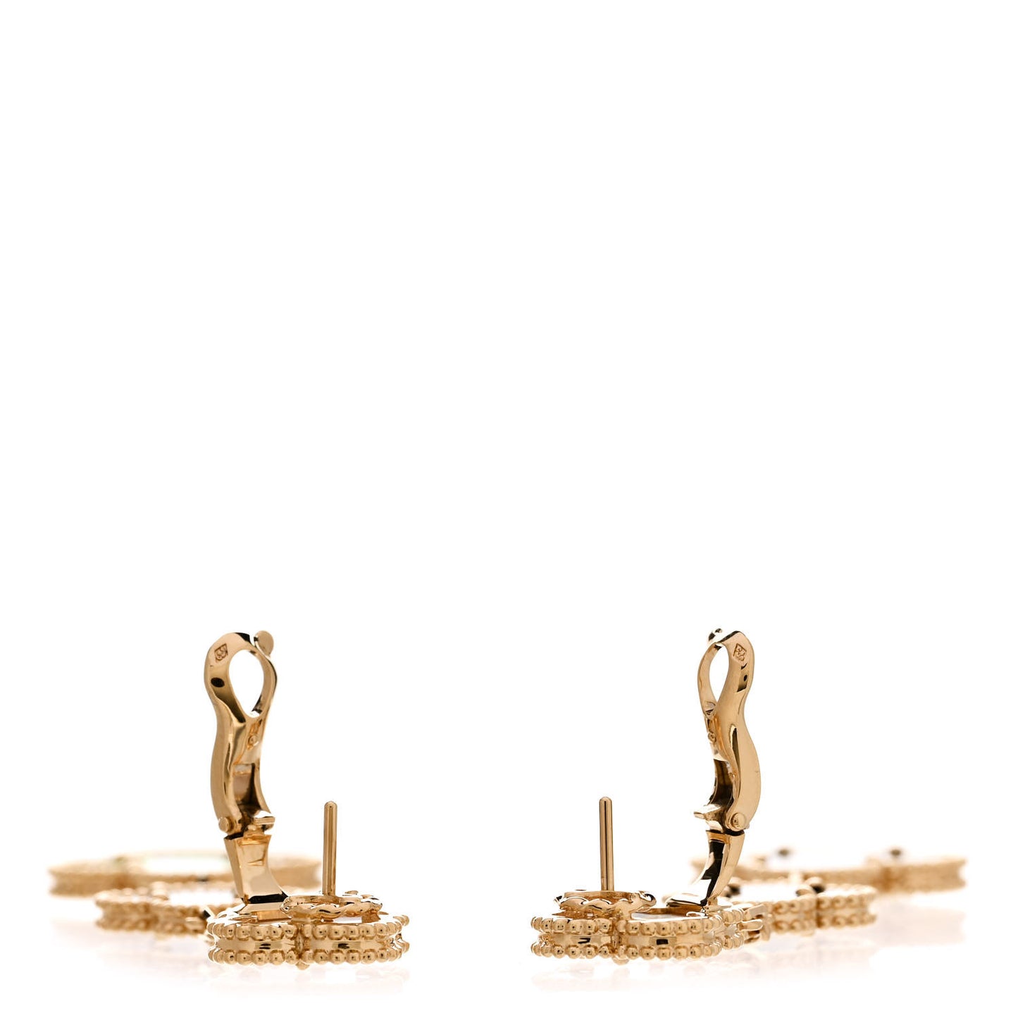 18K Yellow Gold Mother of Pearl Black Onyx 3 Motifs Magic Alhambra Earrings