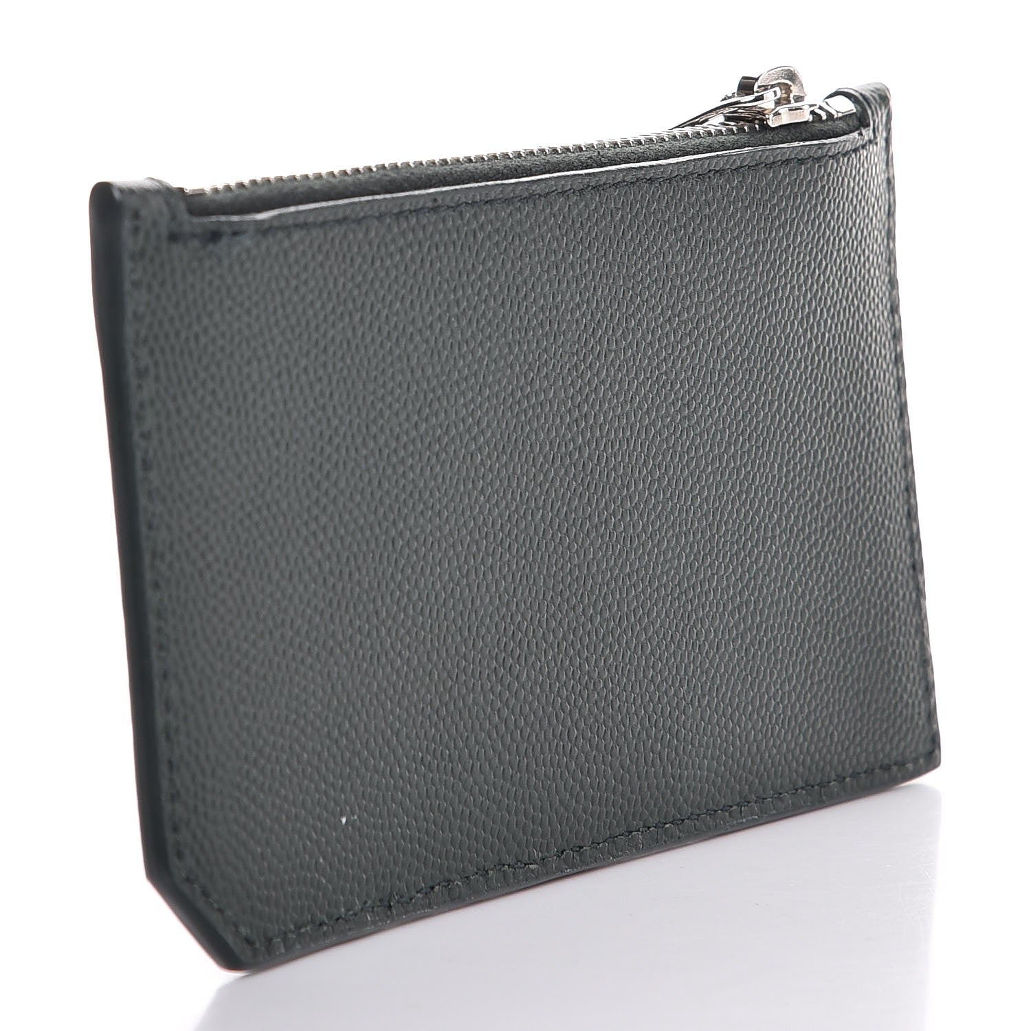 Saint Laurent Grained Calfskin 5 Fragments Zip Pouch Card Holder New Vert Fonce 3 of 8