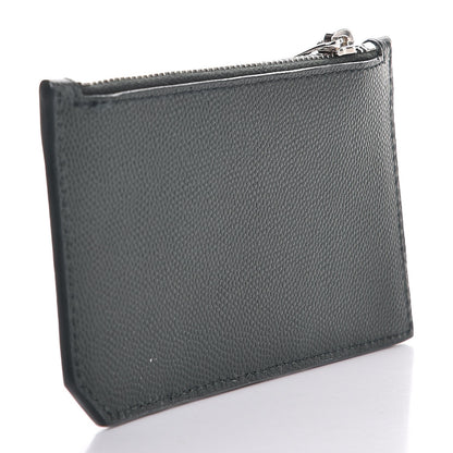 Saint Laurent Grained Calfskin 5 Fragments Zip Pouch Card Holder New Vert Fonce 3 of 8