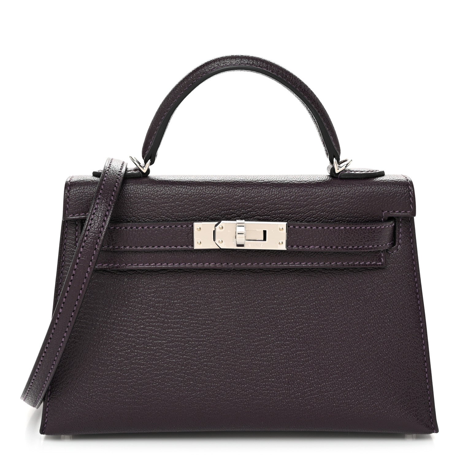 Hermes Chevre Mysore Verso Mini Kelly Sellier 20 Raisin Origan 1 of 10