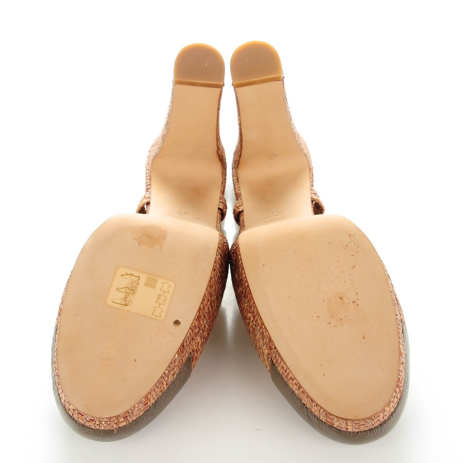 Chanel Raffia Patent Cap Toe CC Slingback Pumps 40 Light Brown 5 of 9