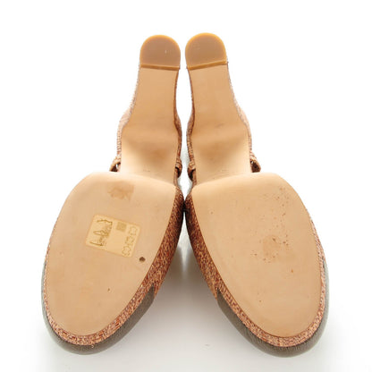Chanel Raffia Patent Cap Toe CC Slingback Pumps 40 Light Brown 5 of 9